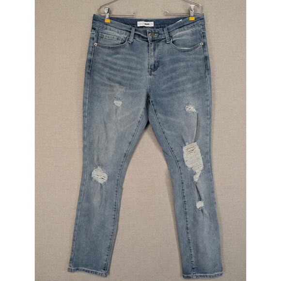 Fashion Nova Men Blue Jeans Size 32 x 32 Distressed -1025F158 - Picture 1 of 9